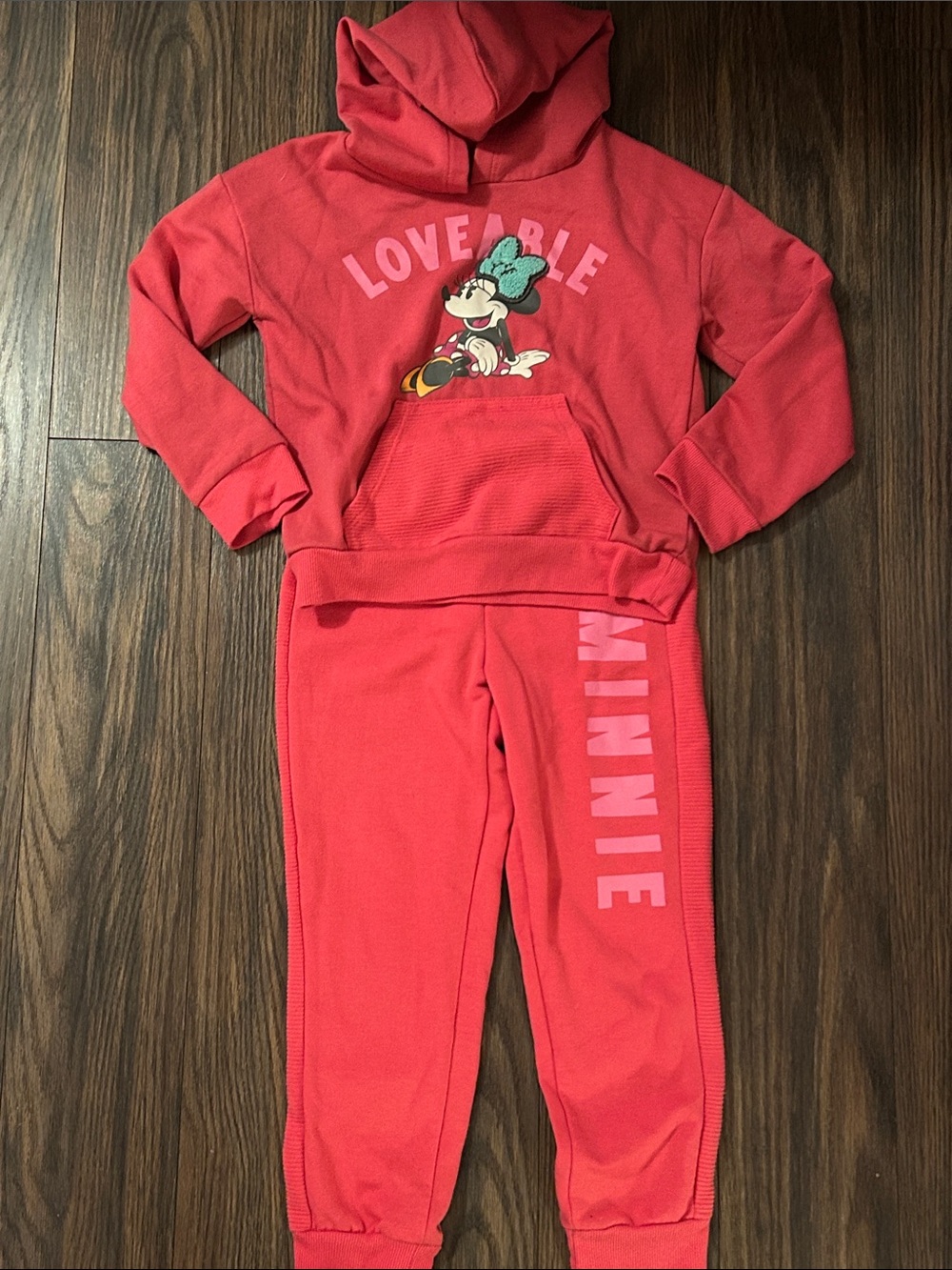 Disney Kids Red Minnie 'Loveable' Hoodie & Jogger Set